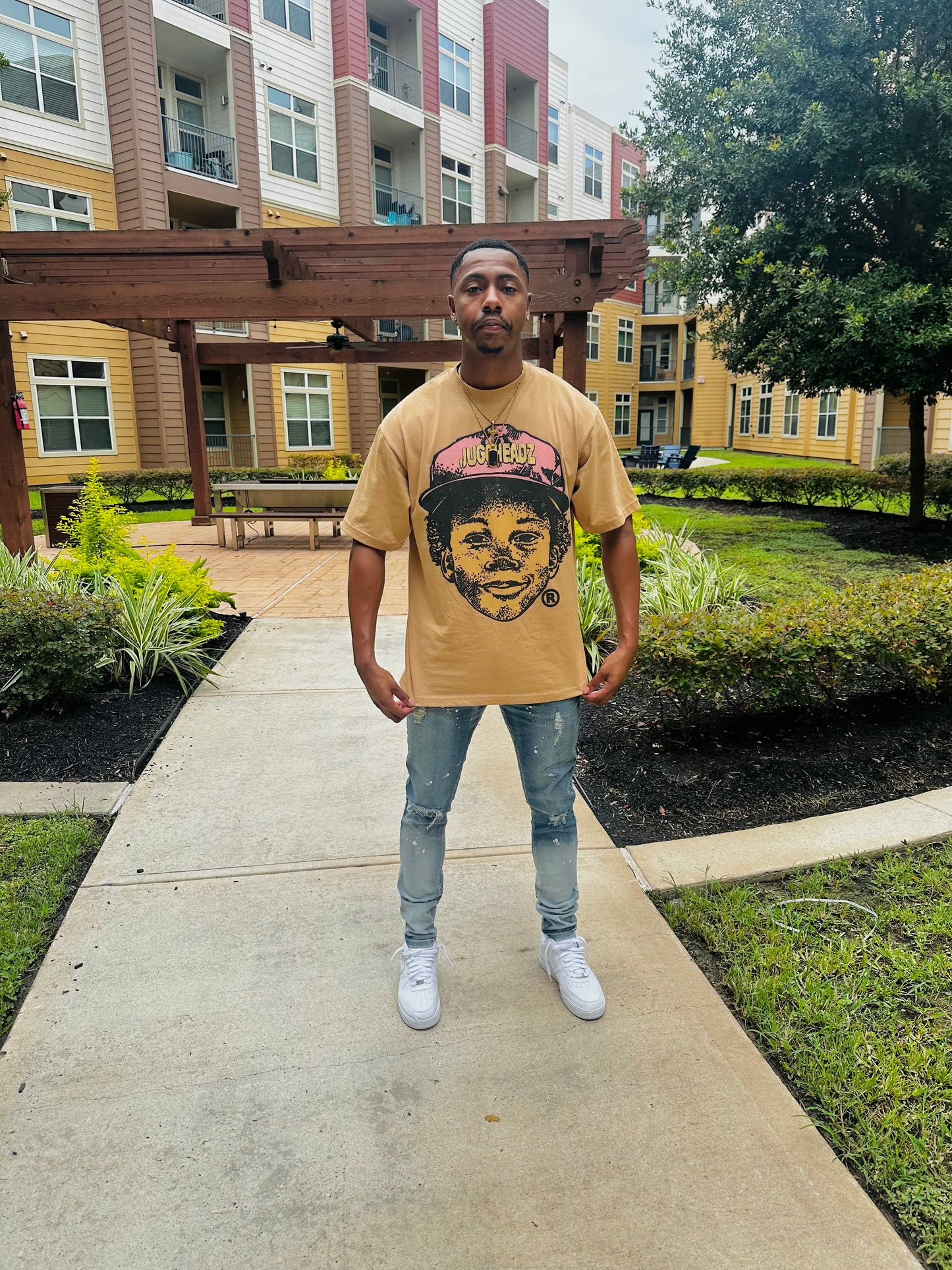 Tan JUGGHEADz Studios Tee