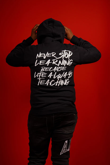 Never Stop Learning Black Hoodie
