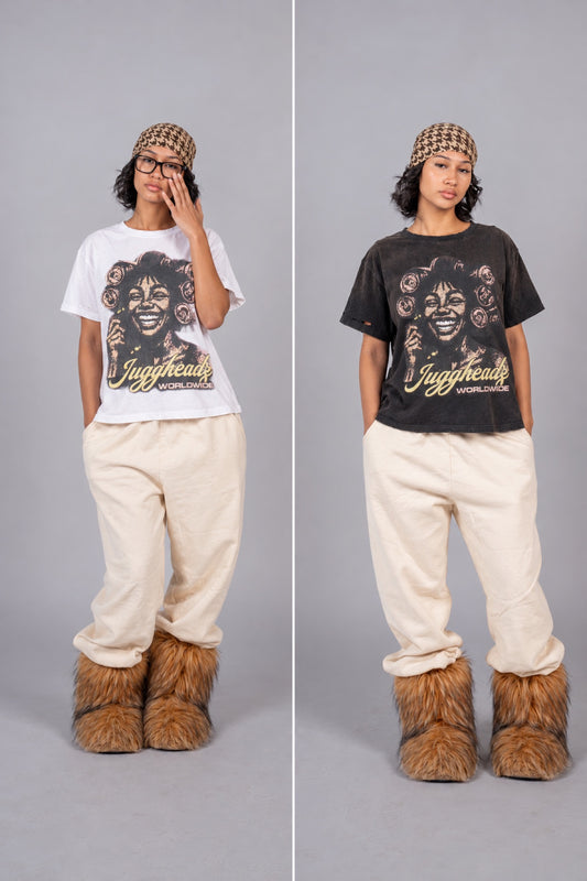 HER vintage Tee - Black and White on model